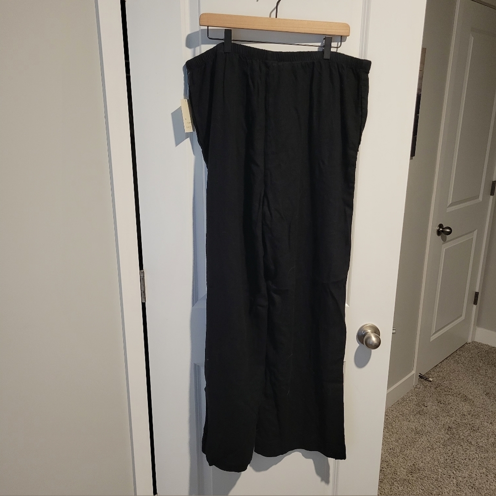 NWT A New Day Women's Wideleg Midrise Linen Pull-on Pants Black Size XXL Regular - Picture 4 of 7